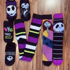 Nightmare Before Christmas Knee High No Show Socks Set - Jack & Sally